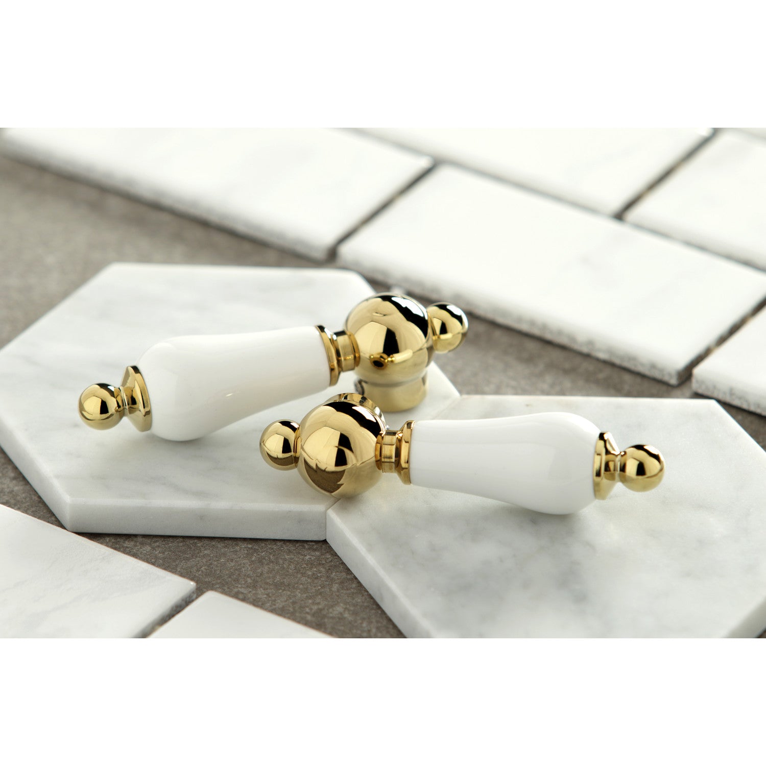 Kingston Heirloom KB1602PL - Heritage Double-Handle 3-Hole Deck Mount 4-Inch Centerset Bathroom Faucet with Pop-Up Drain, Polished Brass — thumbnail 2